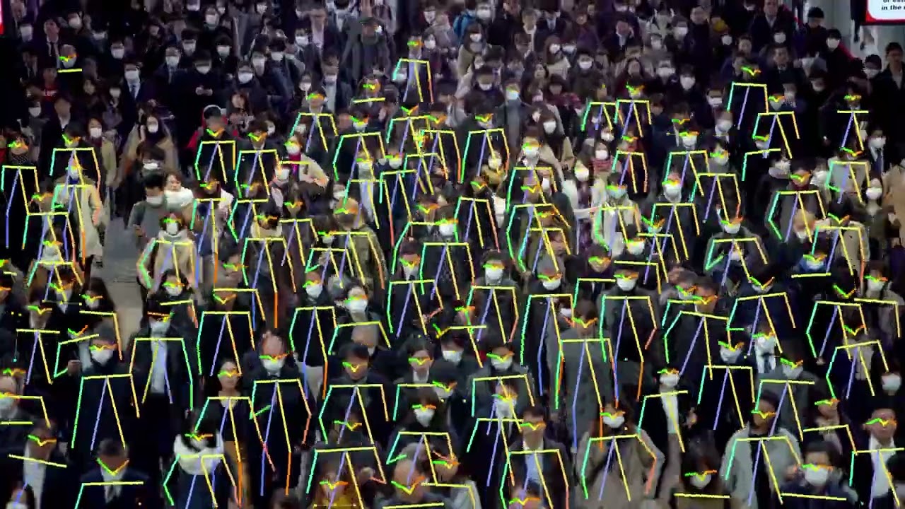 姿勢推定により、歩く人を分析